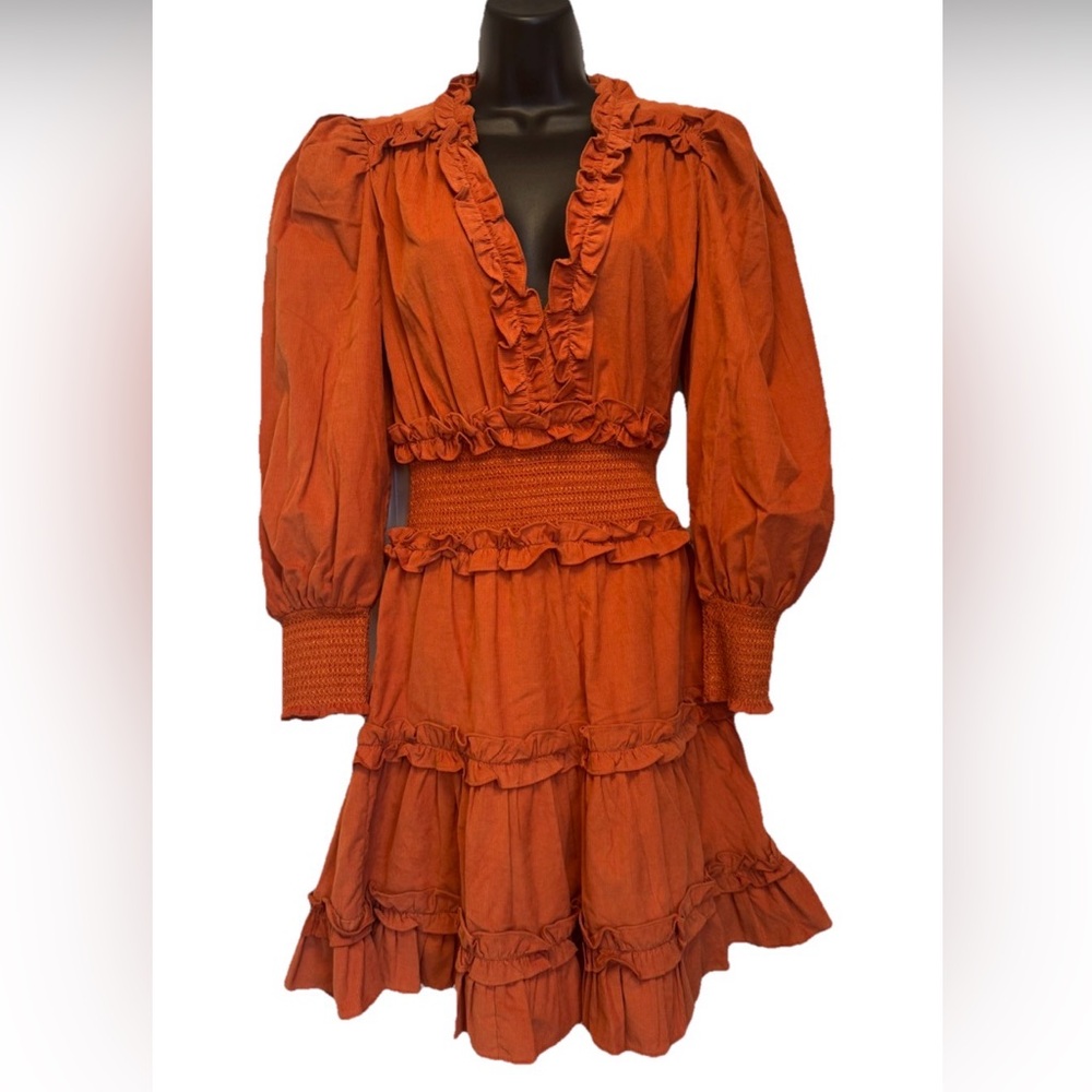 NWT House of Harlow Nicole Richie Corduroy V-Neck Mini Dress Rusty Orange XS